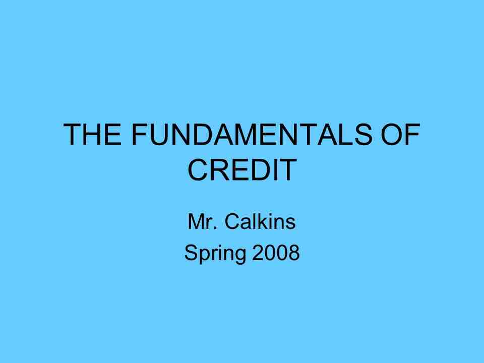 Quel est le principe d'un crédit ?